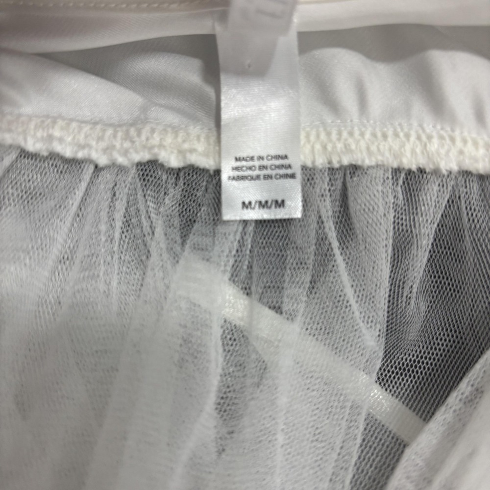 Sheer Mesh Floral Camisole Tank Top Womens Medium White Empire Waist Fairy Rodeo - Picture 13 of 14